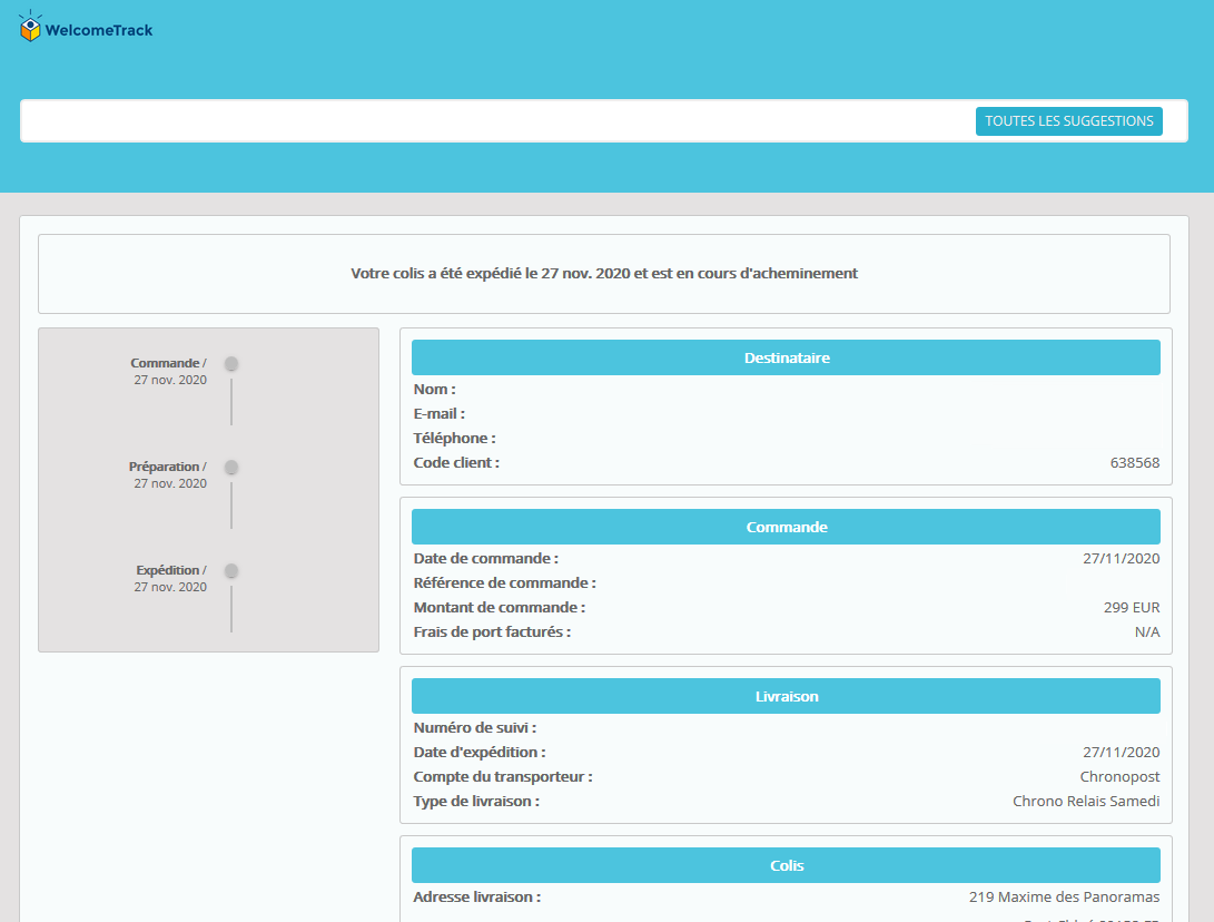 Application WelcomeTrack Link
